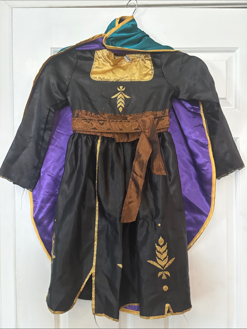 Disney Anna Black & Purple Princess Dress with Gold Accents and Detachable Cape